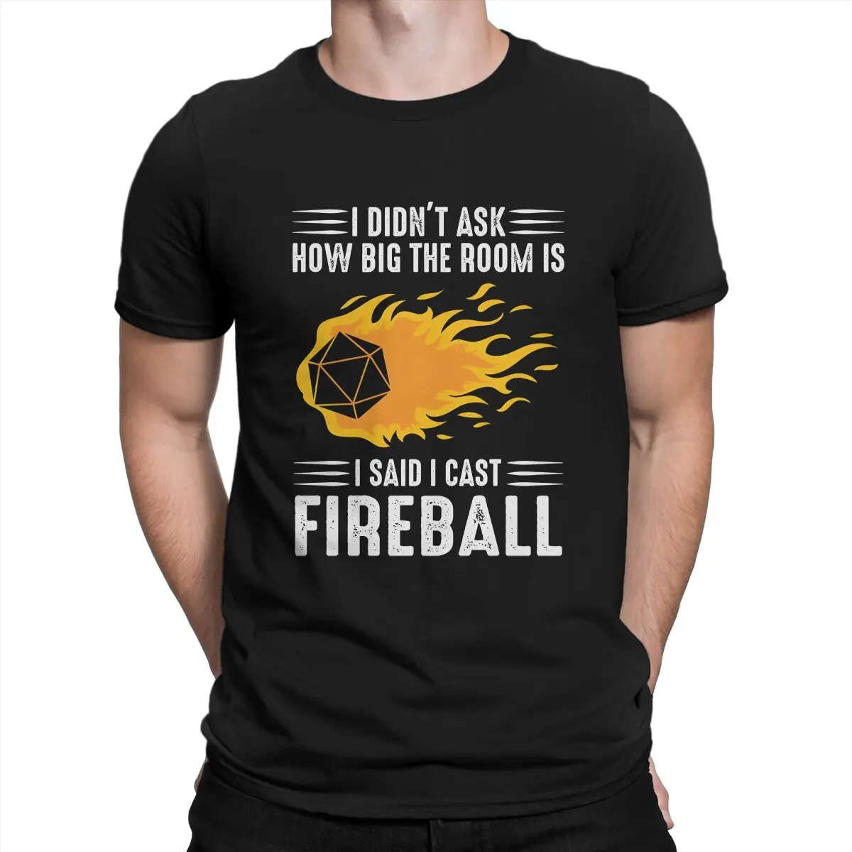 

I Cast Fireball Wizard Sorcerer for Men Cotton Vintage T-Shirts Round Collar Dice Tee Shirt Short Sleeve Clothing Original