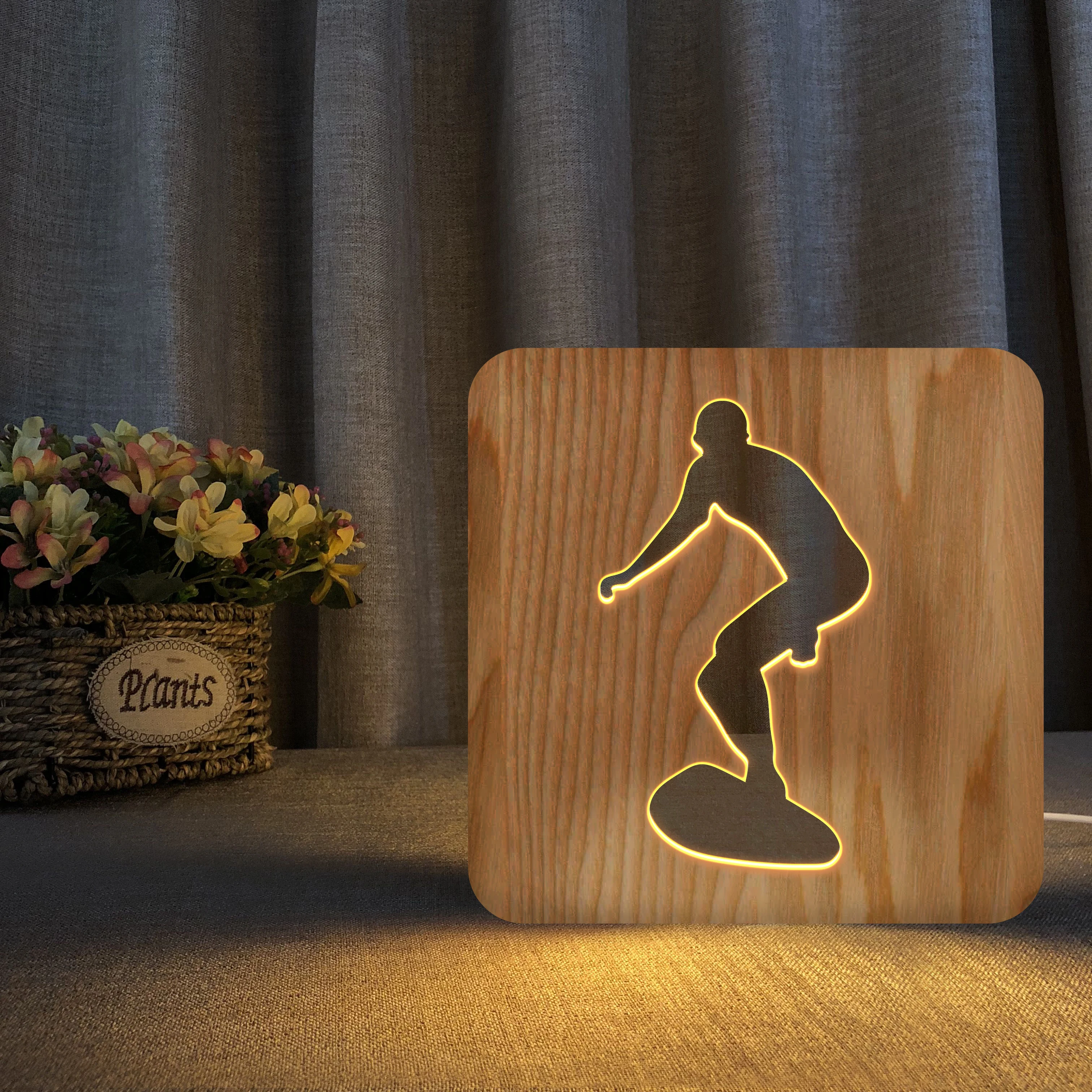 Wholesale LED Decorative Wood Lamp Night Light led USB Operated surf Style Lamp 3D Luminaria bedroom Night Lamp Birthday Gift
Wholesale LED Decorative Wood Lamp Night Light led USB Operated surf Style Lamp 3D Luminaria bedroom Night Lamp Birthday Gift