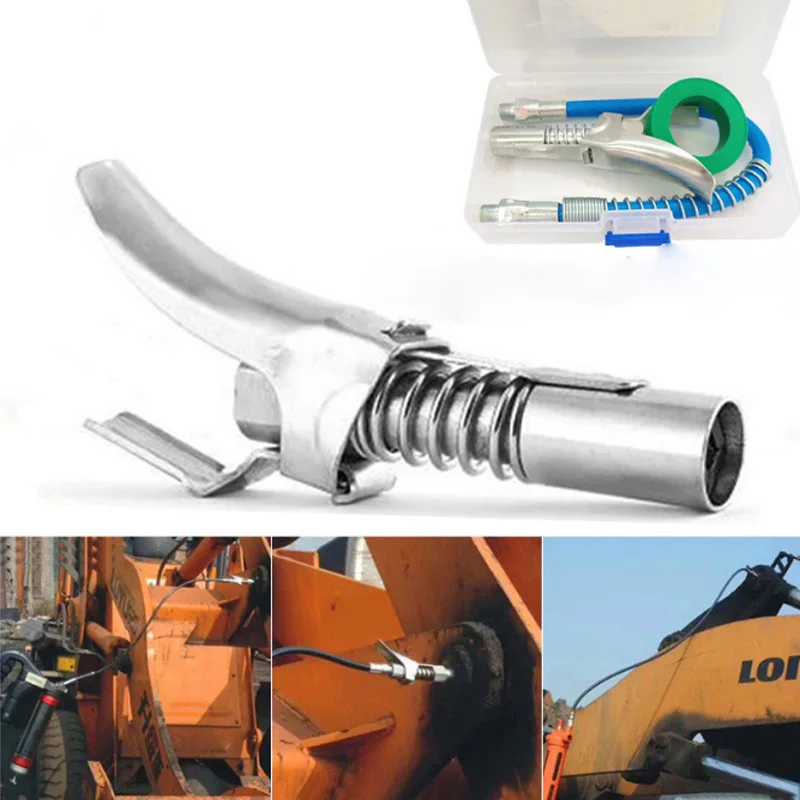 Grease Gun Coupler Quick Lock On Release Coupling End Fitting 1/8” NPT SAE & Metric Zerk Fitting Grease Gun Adapter Hose Kit
Grease Gun Coupler Quick Lock On Release Coupling End Fitting 1/8” NPT SAE & Metric Zerk Fitting Grease Gun Adapter Hose Kit