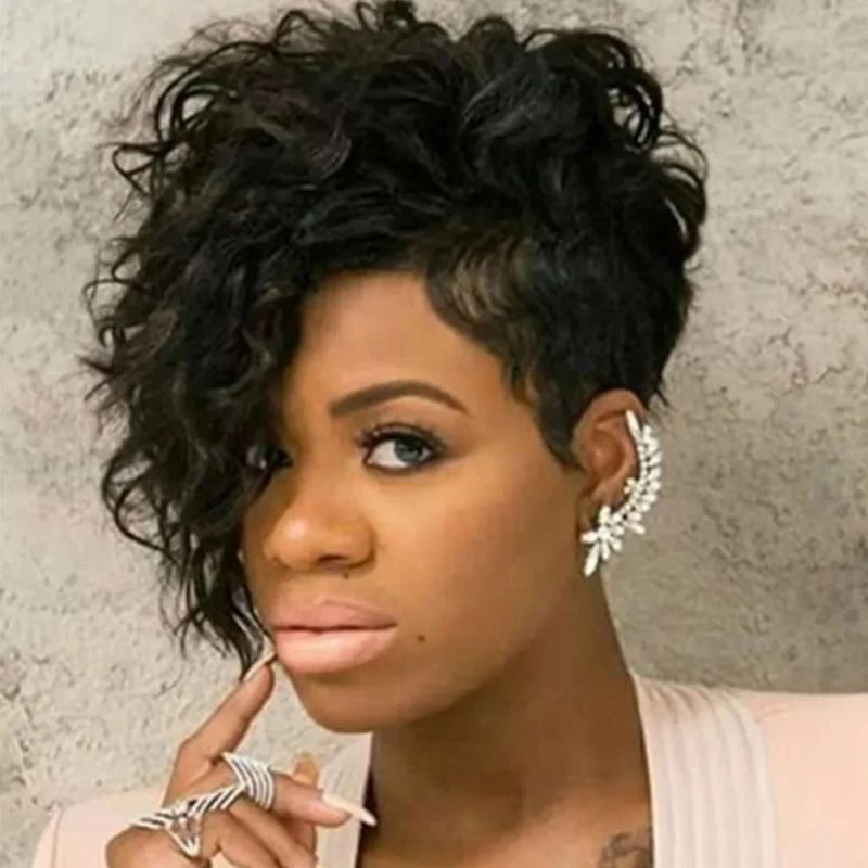 Короткие синтетические Кудрявые Волнистые модные парики для чернокожих женщин натуральные волосы при высокой температуре Косплей Искусственные парики мечта ледяной