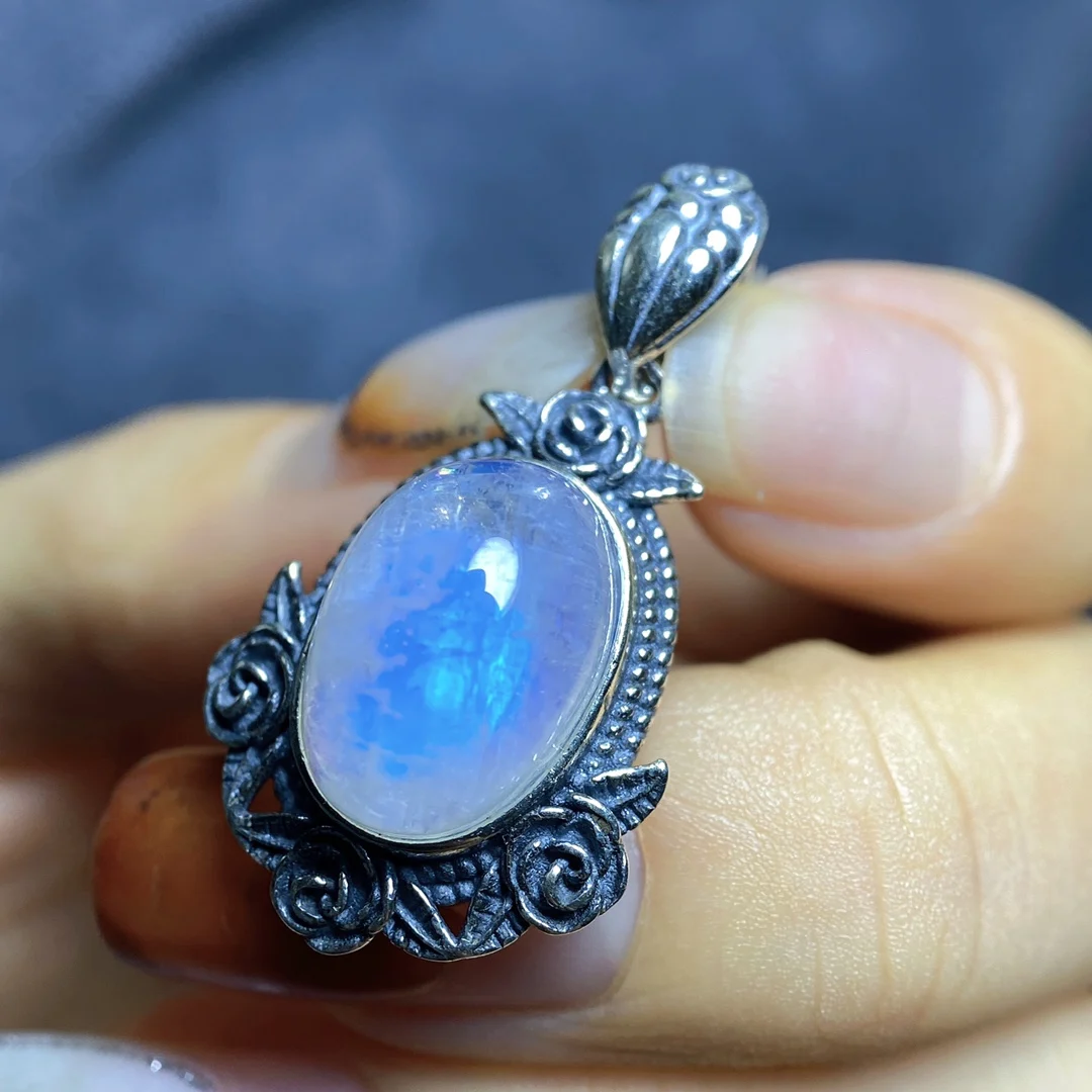 Jewelries gemstone colgantes mujer pure natural blue moonstone large pendant S925 sterling silver heavy setting vintage oval
Jewelries gemstone colgantes mujer pure natural blue moonstone large pendant S925 sterling silver heavy setting vintage oval