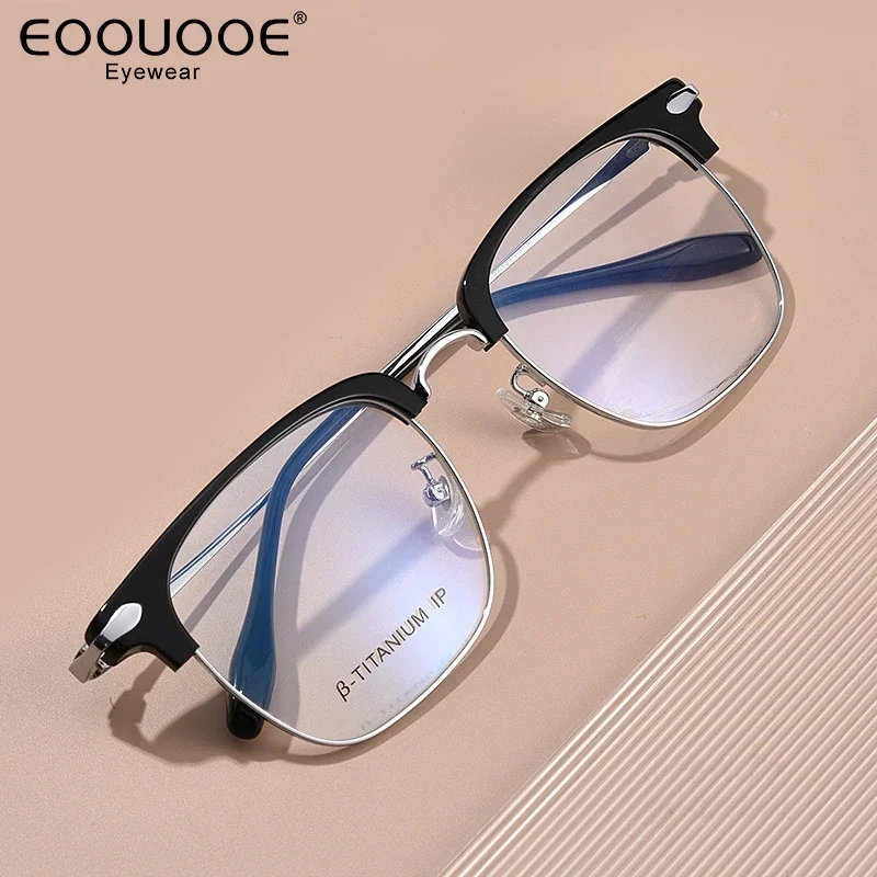 

51mm Men's Optics Glasses Titanium TR90 Eyebrow Eyeglasses Frame Clear Lenses Myopia Prescription Fashion Men Eyewear