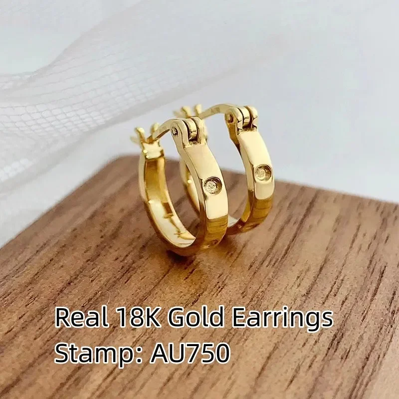 Real 18K Gold Drop Earrings For Women Pure AU750 U-shaped Design Classic Fashion Fine Jewelry Gift New Style EA066
Real 18K Gold Drop Earrings For Women Pure AU750 U-shaped Design Classic Fashion Fine Jewelry Gift New Style EA066