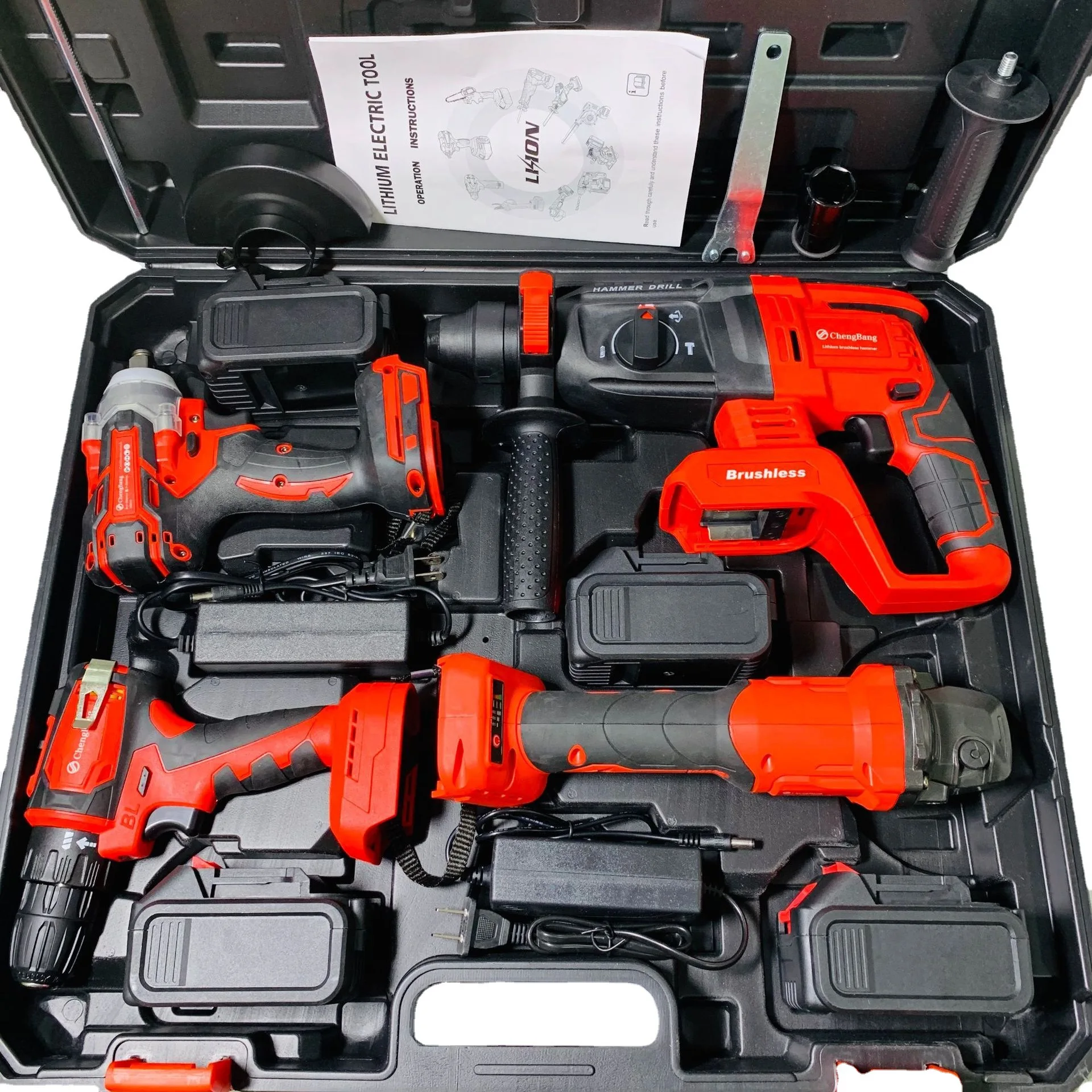 preferential red lithium electric brushless electric tools 4 suit combination (wrench hammer drill Angle grinding machine
preferential red lithium electric brushless electric tools 4 suit combination (wrench hammer drill Angle grinding machine