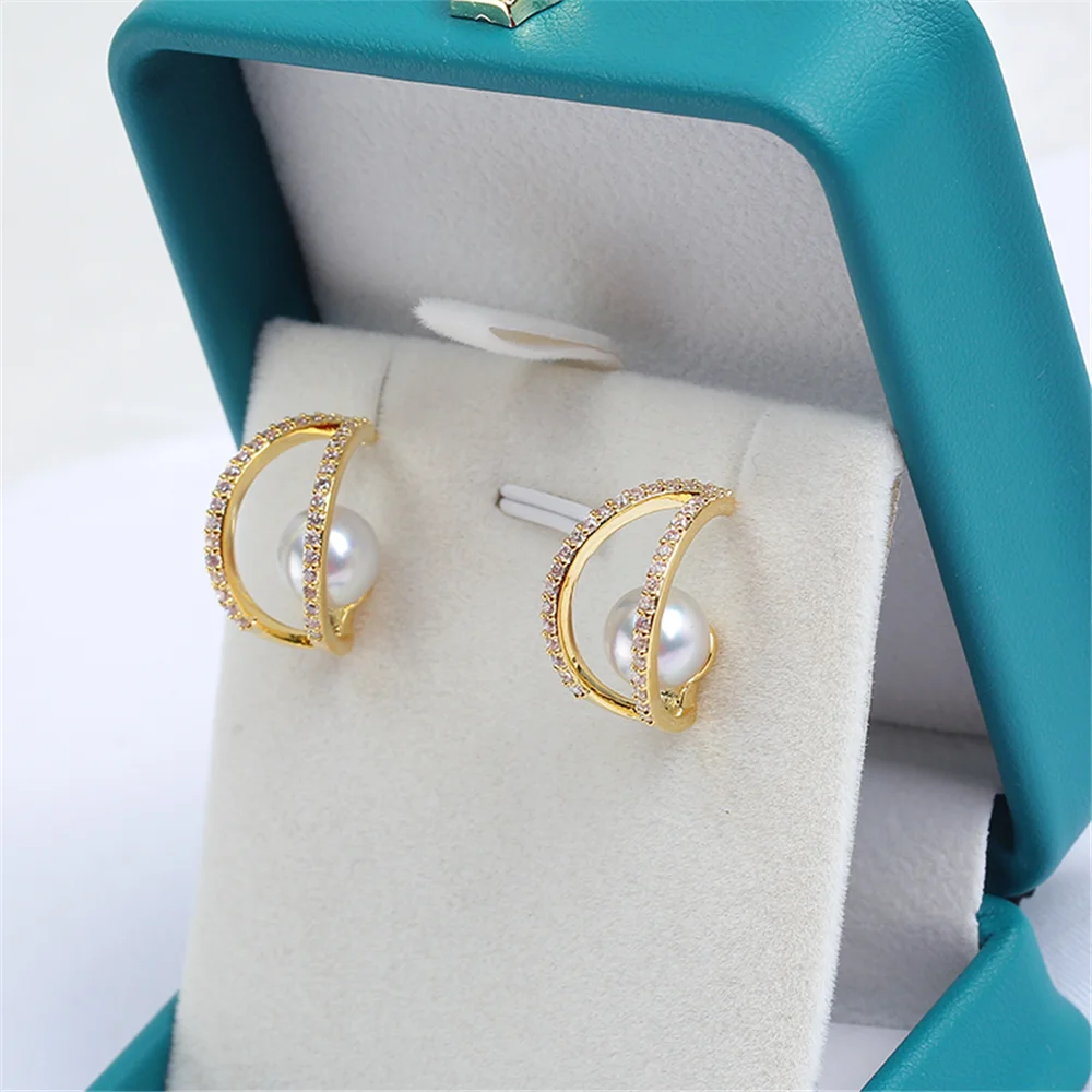 Domestic 14k Gold-coated Semi-circular C-ring Micro-inlaid Zircon Pearl S925 Silver Needle Earrings DIY Accessories Female
Domestic 14k Gold-coated Semi-circular C-ring Micro-inlaid Zircon Pearl S925 Silver Needle Earrings DIY Accessories Female