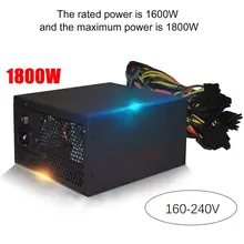 

1800W 160V-240V ATX ETH Bitcoin Mining Power Supply 90% Efficiency Support 8 Display Cards GPU For BTC Bitcoin Miner