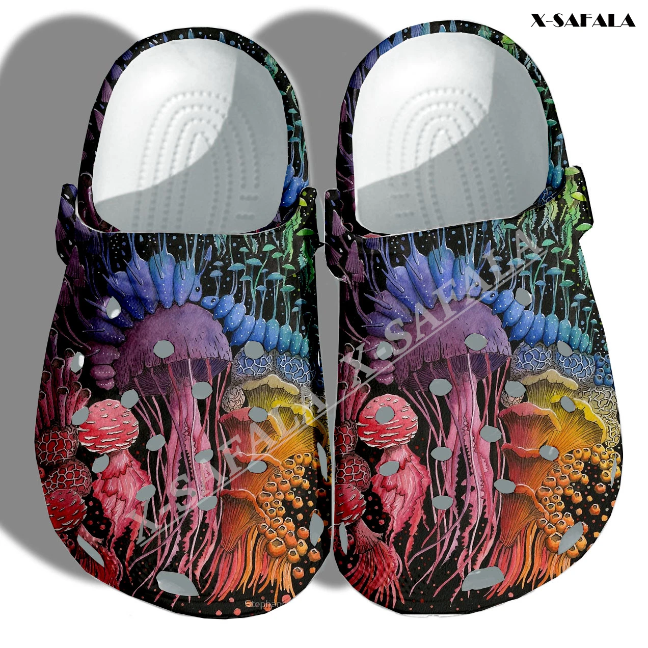

Трипси-психоделический гриб, 3D печать, для мужчин и женщин, классические пляжные сабо, тапочки, медицинская обувь EVA, под заказ с подвесками 14