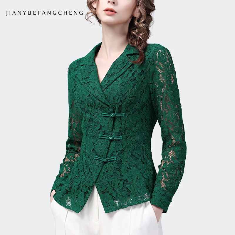 2024 Spring New Green Hollow Out Lace Shirt Tops Women' Long Sleeve Lapel Collar Blouses Elegant Slim Vintage Office Ladies Tops
2024 Spring New Green Hollow Out Lace Shirt Tops Women' Long Sleeve Lapel Collar Blouses Elegant Slim Vintage Office Ladies Tops