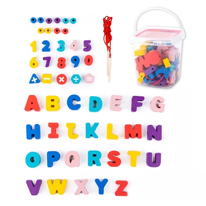 

Fun Alphabet Lacing Puzzles Children Educational Toy Develop for Imagination Color Recognition Hand-eye Coordination E65D