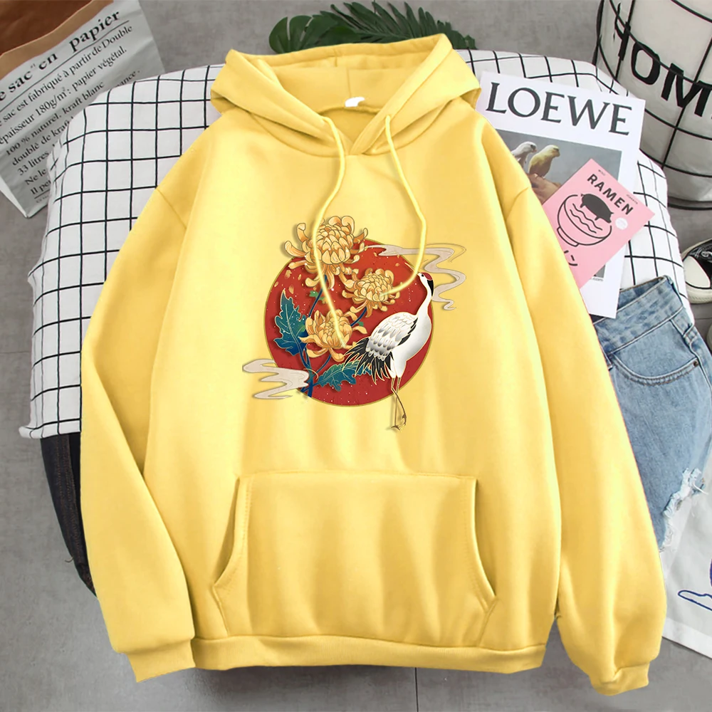 

Flower Crane Hoody Japanese Printing Men Hoodies Streetwear Hip Hop Mens Sweatshirts Comfortable Famous Brand Male Pullovers