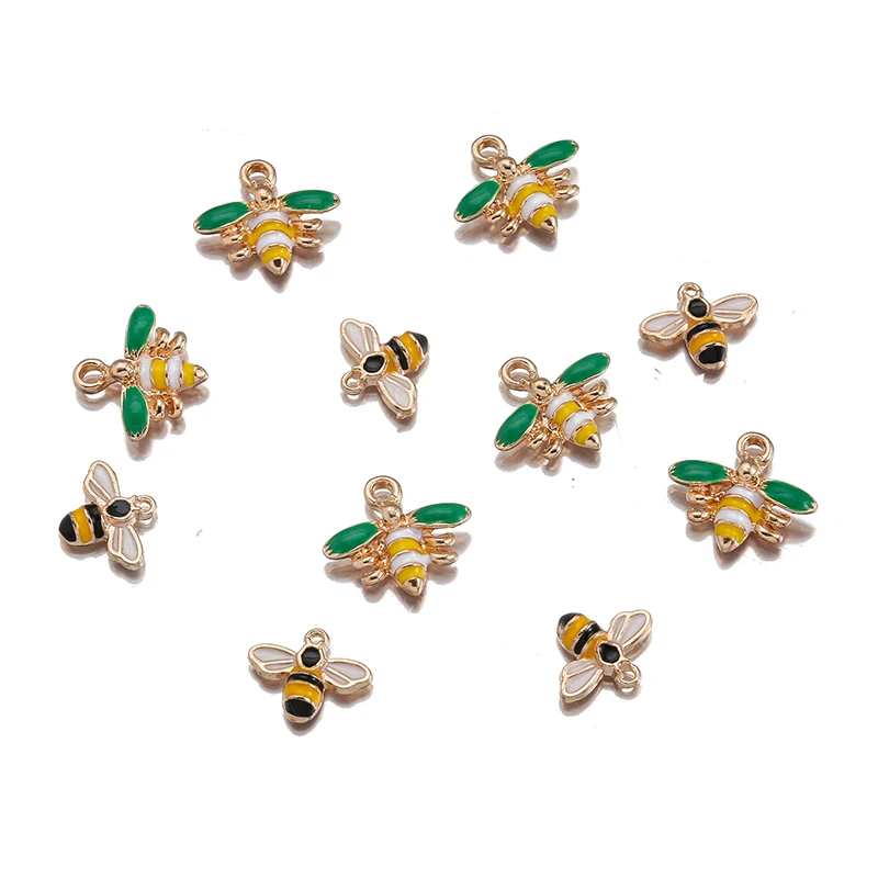 

10pcs Mix Tiny Bee Enamel charm For Jewelry Making And Crafting Cute Earring Pendant Necklace Bracelet Women's Accessories