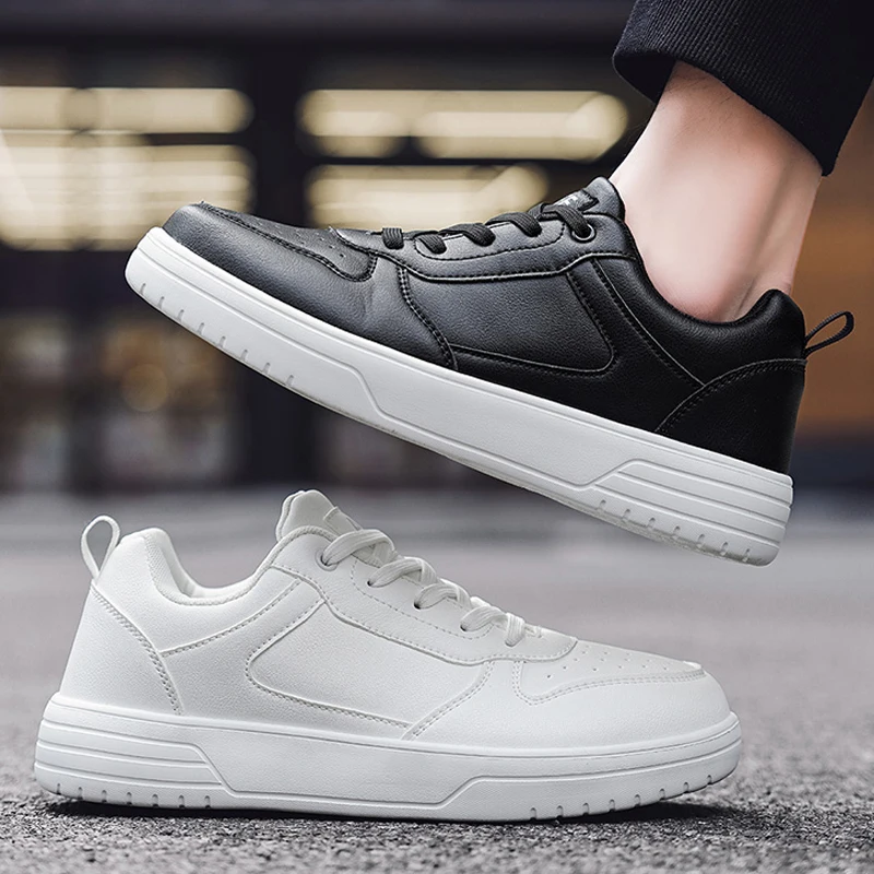 

MAEDEF 2024 Leather Women's White Casual Man Vulcanize Sneakers Breathable Sport Walking Flats Shoes Round Head Female Sneaker