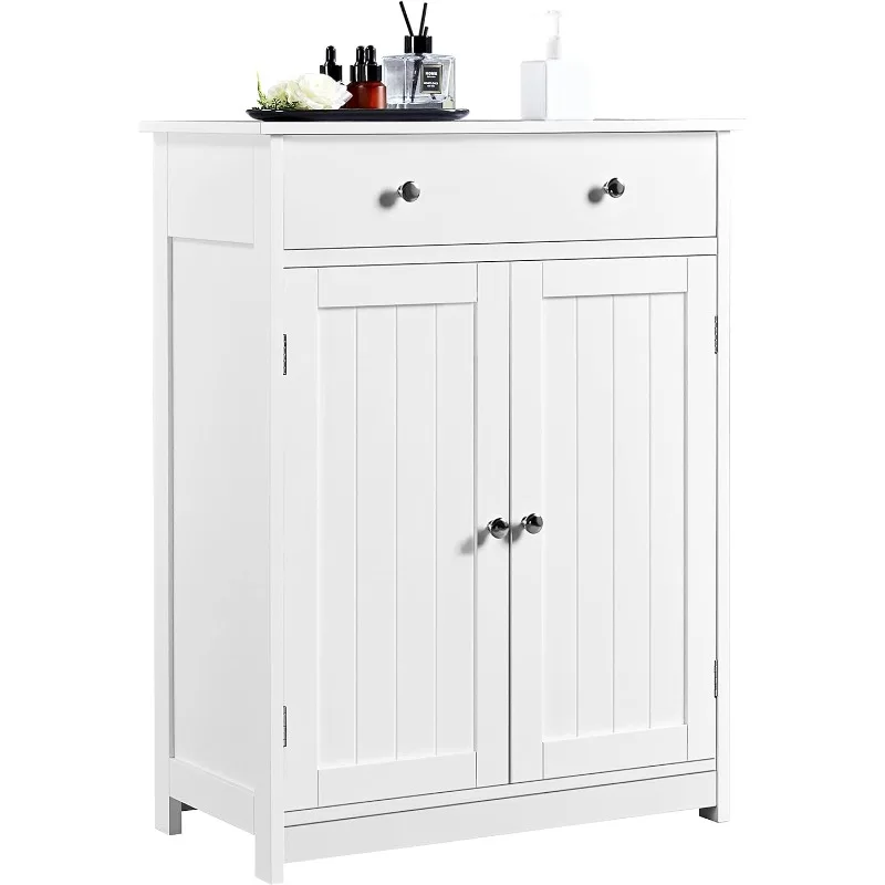 

Free Standing Bathroom Cabinet with 1 Drawer 2 Doors and Adjustable Shelf, Wooden Entryway Storage Cabinet