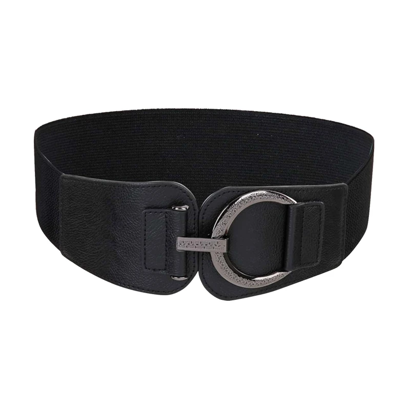 

Women Fashion Elasticity Waist Strap Retro Buckle Solid Color Belt All-match Coat Ladies Wide Harajuku Formal Waistband