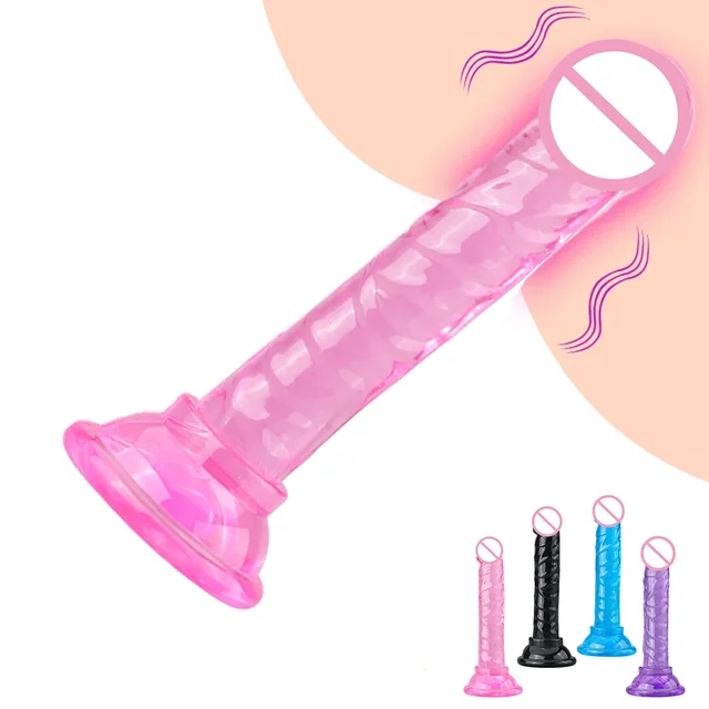 Godemiché avec pénis réaliste en gelée douce pour femme, Mini gode avec ventouse, vagin, Anal, Plug Anal, sangle sur masturbateur, jouets sexuels 1