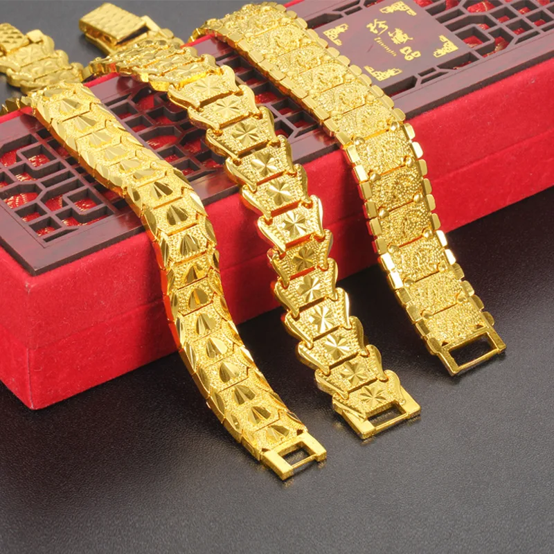 24k Yellow Gold Color Fashion Dragon Carving Strap Bracelet for Men Women Wedding Engagement Birthday Jewelry Bracelets Bangles
24k Yellow Gold Color Fashion Dragon Carving Strap Bracelet for Men Women Wedding Engagement Birthday Jewelry Bracelets Bangles