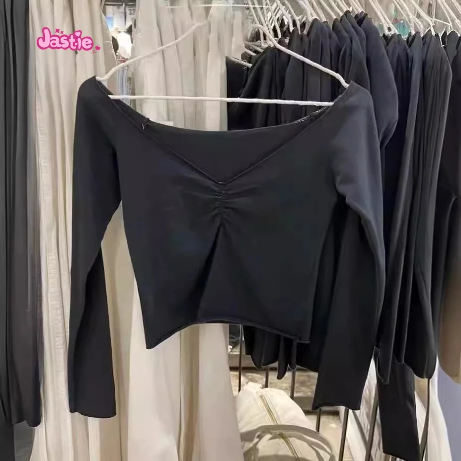 American Retro Pleated V-neck Rolled Edge Long-sleeve T-shirt For Women 2024 Spring Summer Shirt Hot Girl Slim Sexy Crop Tops
American Retro Pleated V-neck Rolled Edge Long-sleeve T-shirt For Women 2024 Spring Summer Shirt Hot Girl Slim Sexy Crop Tops