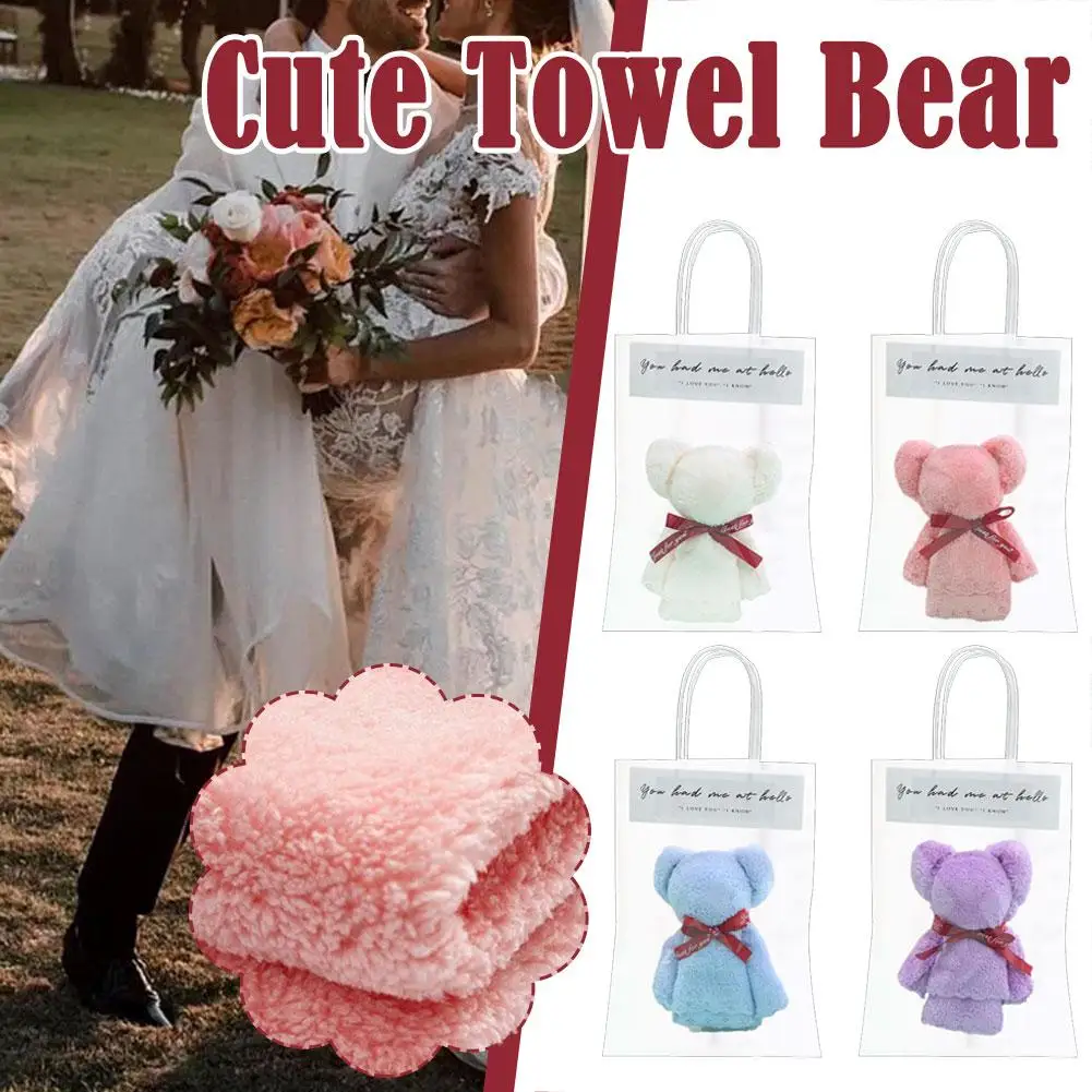 

Cute Bear Towel Coral Velvet Soft Skin Friendly Absorbent Towels Wedding Face Accompanying Birthday Gift Handkerchiefs Hand Y8Z5