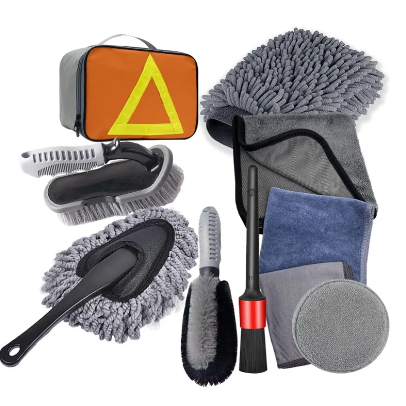 

10Pcs Car Detailing Brush Set Car Cleaning Brushes mitt Sponges Towels for Car Air Vents Rim Cleaning Dirt Dust Clean Tools