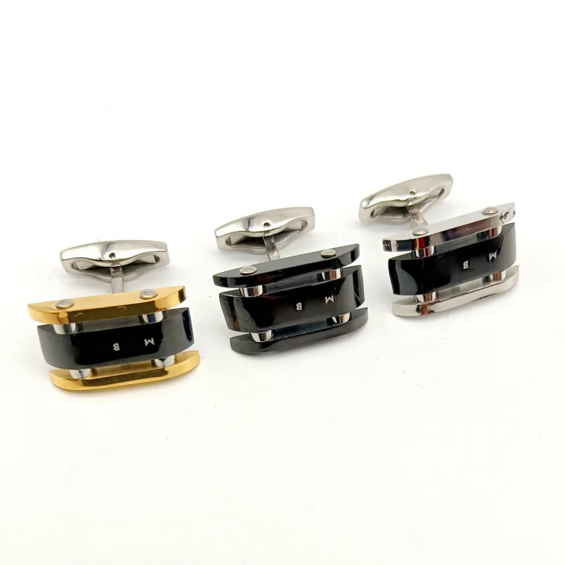 

Cuff Links MB Black Texture 316 Stainless Steel 1:1 High Quality 3 Colors Man Shirt Cufflinks Classic Buttons With Box Set