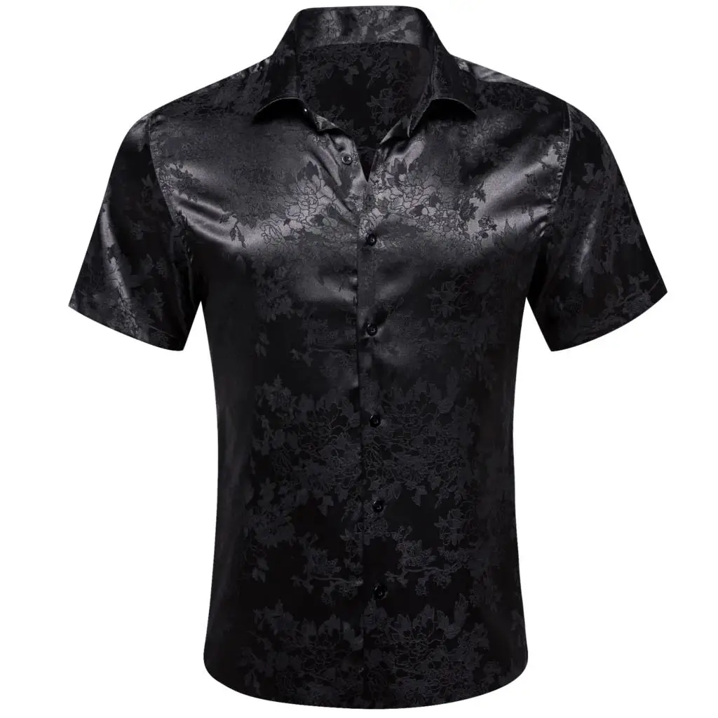 Elegant Shirts for Men Summer Short Sleeve Silk Satin Black Flower Embroidered Casual Lapel Tops Clothes Barry Wang
Elegant Shirts for Men Summer Short Sleeve Silk Satin Black Flower Embroidered Casual Lapel Tops Clothes Barry Wang