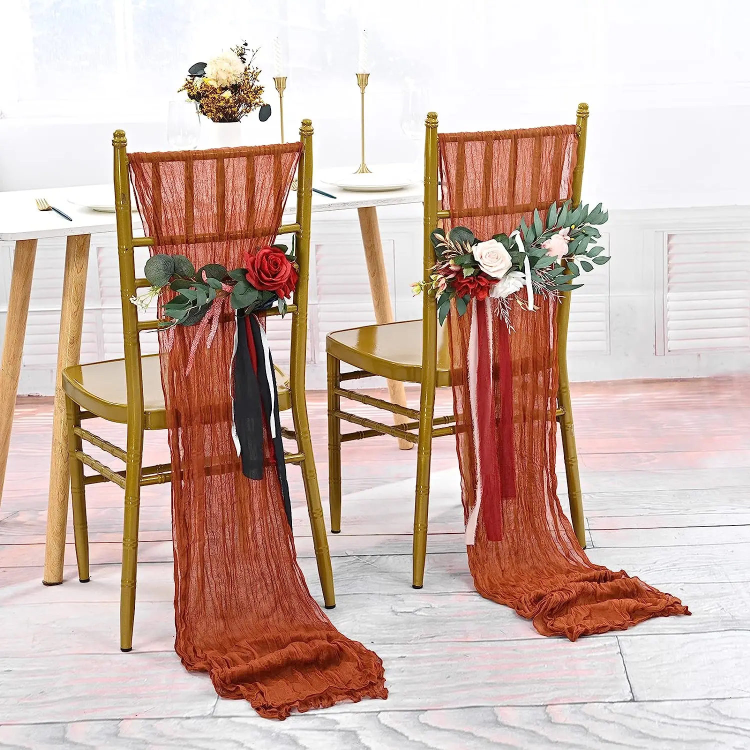5/10/20PCS Cheesecloth Chair Sashes Rustic Bowknot Designed Chair Cover for Wedding Banquet Party Home Hotel Chair Decorations
5/10/20PCS Cheesecloth Chair Sashes Rustic Bowknot Designed Chair Cover for Wedding Banquet Party Home Hotel Chair Decorations