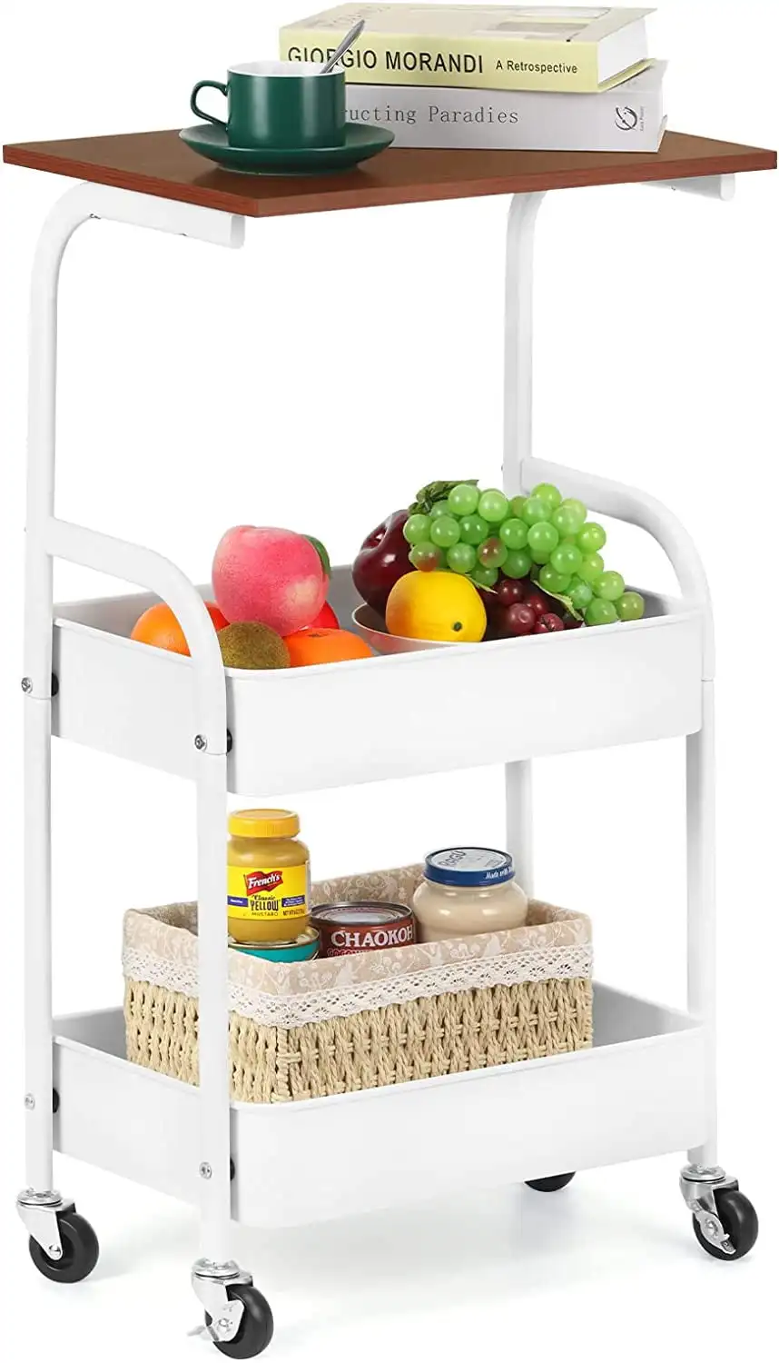 Luxurious Refined Fashionable and Elegant 3-Tier Kitchen Rolling 16.54" Storage Cart with Wooden Tabletop White
Luxurious Refined Fashionable and Elegant 3-Tier Kitchen Rolling 16.54" Storage Cart with Wooden Tabletop White