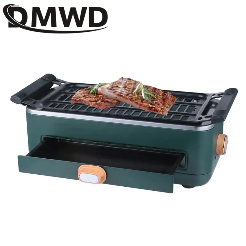 

DMWD Multifunctional Barbecue Machine Smokeless Electric Grill Non-Stick BBQ Roasting Skewers Machine Household Frying Pan Oven