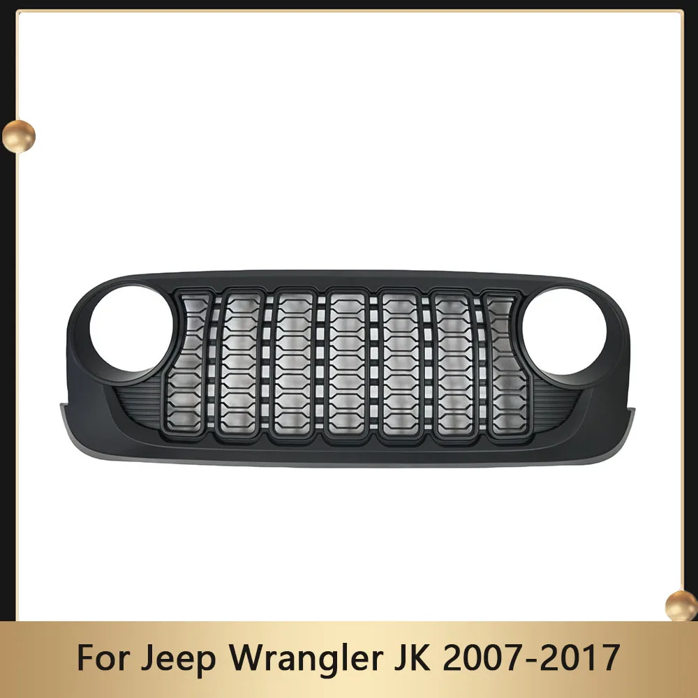 

Автомобильные аксессуары для внедорожника, Модифицированная решетка для защиты передней решетки гонок, подходит для Jeep Wrangler JK 2007-2017, автомобильный бампер, решетка, маска, крышка