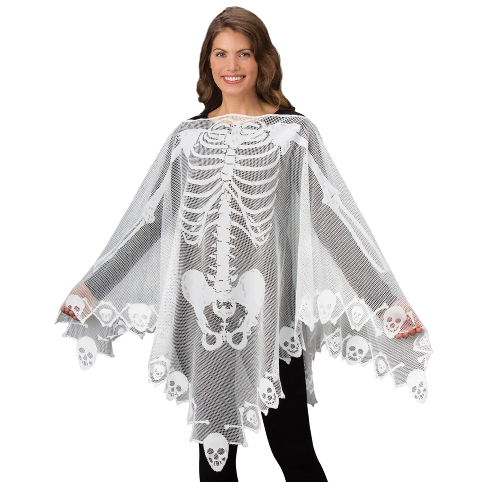 

Женский скелет, костюм на Хэллоуин, шаль, призрак, фестиваль, фотография, шаль для Хэллоуина, праздничная вечеринка