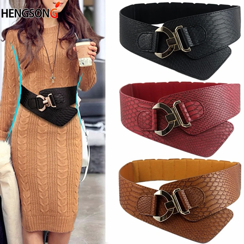 

Retro Wide Belts For Women Loose Wide Corset Belt Rocking Chair Fashion Belt Gold Metal Rivet Buckle Wide Belt For Dress Jacket