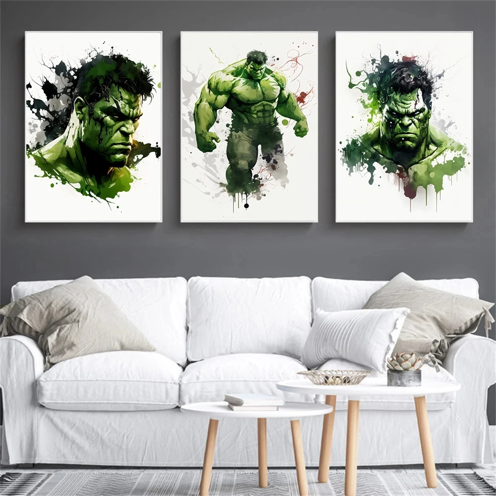 

Disney Superhero Hulk Watercolor Wall Art Poster Oil Canvas Painting Avengers Theme Kindergarten Bedroom Home Decoration Printed