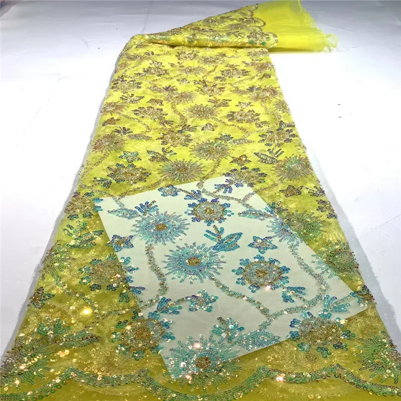 Handmade Beaded French Sequins Lace Fabric 2023 High Quality African Net Lace 5 Yards Nigerian Lace Fabrics For Wedding Sewing
Handmade Beaded French Sequins Lace Fabric 2023 High Quality African Net Lace 5 Yards Nigerian Lace Fabrics For Wedding Sewing