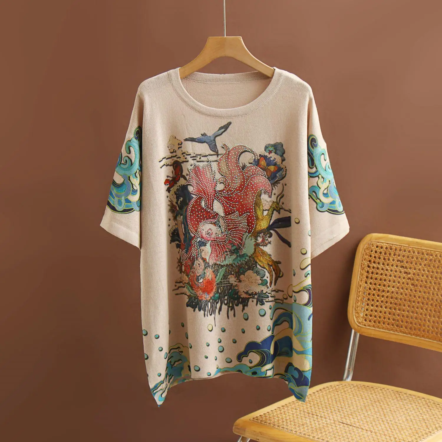 Dimanaf 2024 Summer Women T-Shirts Summer Style Shirts Print Rhinestone Cartoon Elegant Lady Tops Tees Loose Casual 750
Dimanaf 2024 Summer Women T-Shirts Summer Style Shirts Print Rhinestone Cartoon Elegant Lady Tops Tees Loose Casual 750