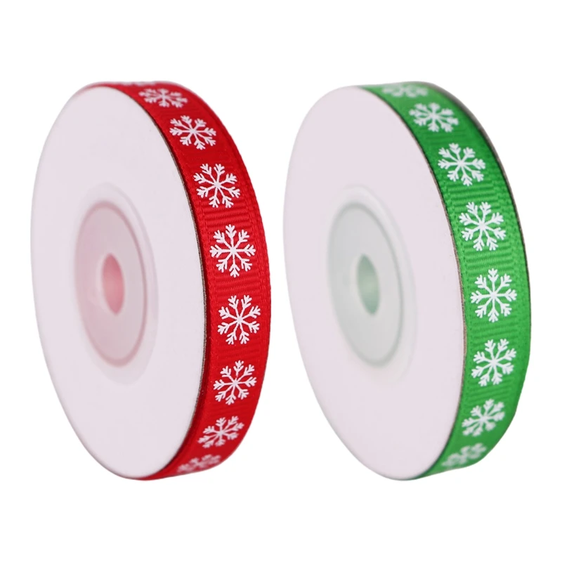 

2XPC 15 Rolls 9m Snowflake Printing Christmas Red Green Grosgrain Ribbon Roll for DIY Gift Wrapping Xmas Holiday Party Decor