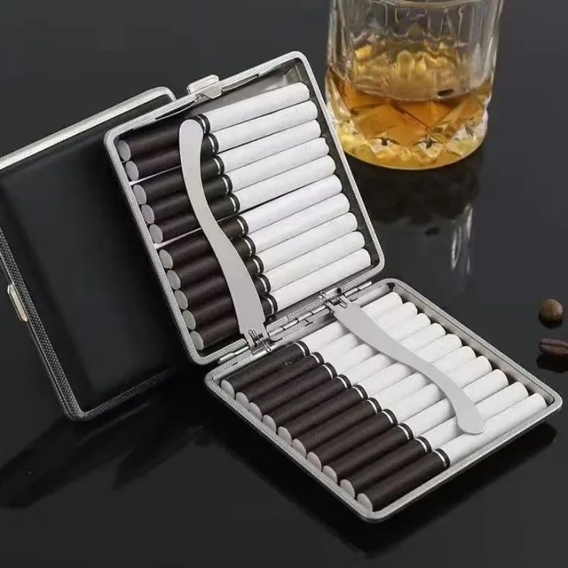 

Men Leather Cigarette Box Cigar Case Smoking Accessories Cigarette Ladies Storage Cover Hold Gift Metal Leather Tobacco Boxes