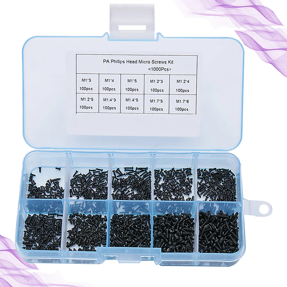 

1000pcs Screws Round Heads Self-Tapping Screws Tiny Electronic Small Screws Metal Parts (Black, White)