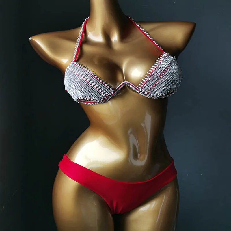 Fashion Diamond Swimwear Sexy Halter Crystal Bandage Female Swimsuits Women Bikini Rhinestone Swimsuit Push Up Bathing Suit
Fashion Diamond Swimwear Sexy Halter Crystal Bandage Female Swimsuits Women Bikini Rhinestone Swimsuit Push Up Bathing Suit