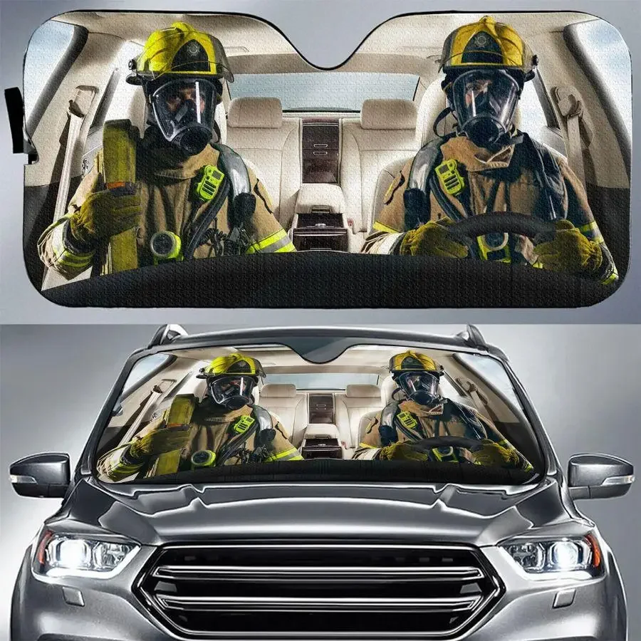 

Funny Animal Firefighter Pattern Car Windshield Sunshade Car Accessories Sun Shade Protect Auto Decoration for Men