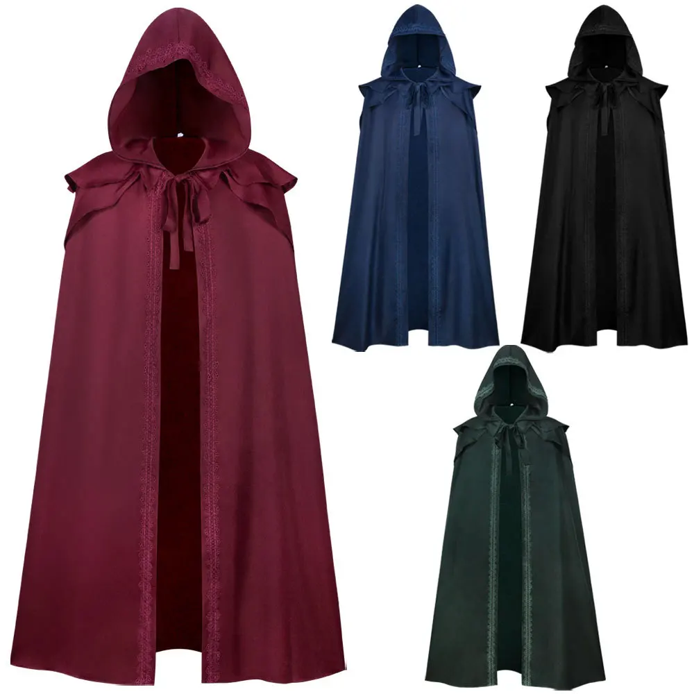 

Hooded Cape Medieval Renaissance Gothic Cloak Halloween Cosplay Performance Costume Film Television Costumes Carnival Vintage