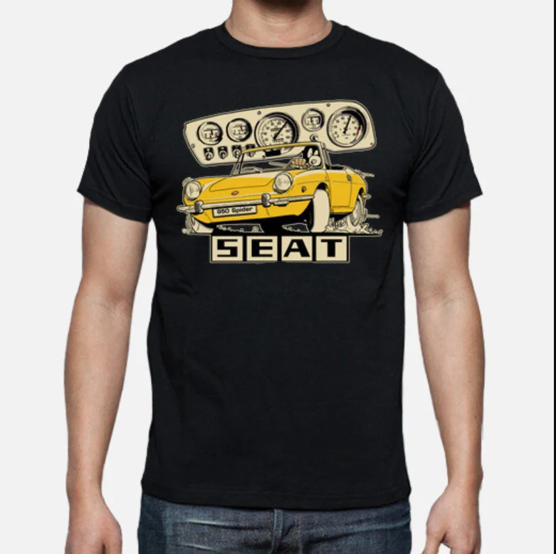 

Горячая Распродажа Classic Spain Car S E A T 850 "Spider" Sport Coupe T Shirt. Новинка, Мужская футболка из 100% хлопка с коротким рукавом и круглым вырезом, повседневный мужской топ