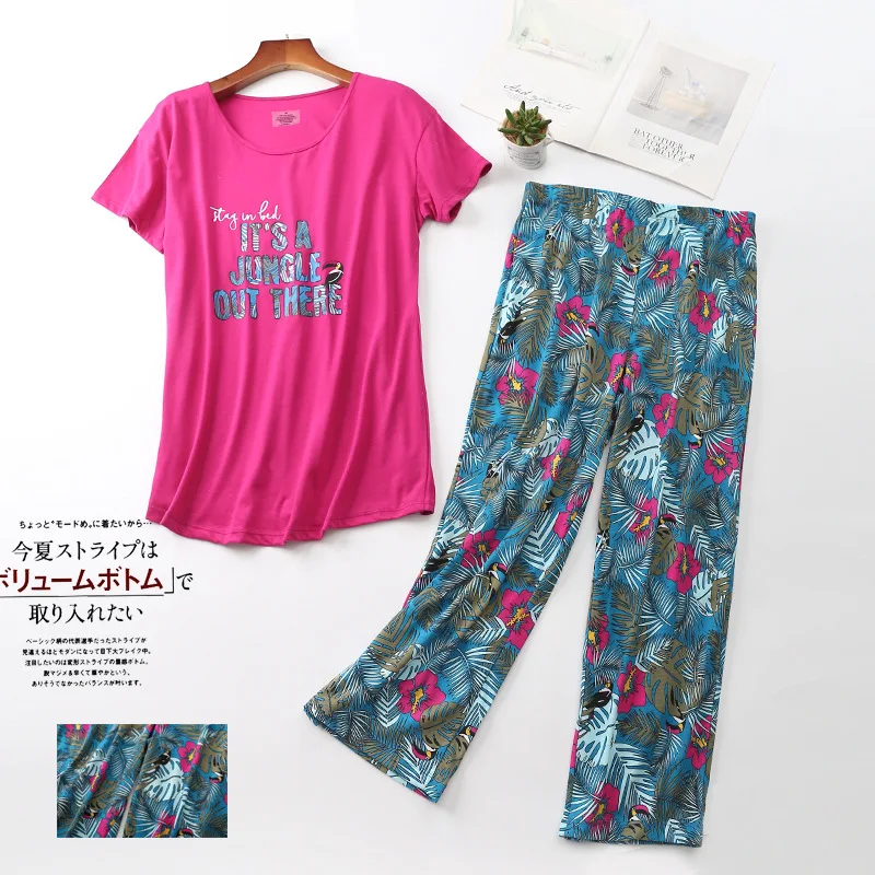 Spring Summer Women's Sleep Lounge Pajama Sets S-3XL Short Sleeved Sleepwear For Lady Loose Thin Homewear Suit Female
Spring Summer Women's Sleep Lounge Pajama Sets S-3XL Short Sleeved Sleepwear For Lady Loose Thin Homewear Suit Female