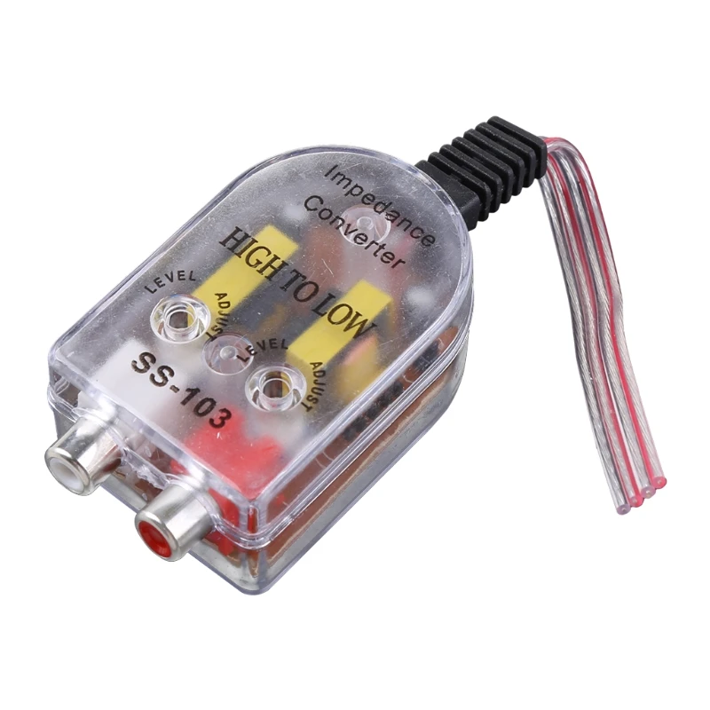 

12V Car Stereo RCA Speaker Wire Impedance Converter Output Adapter High to Low Level Output Line Control Auto Part