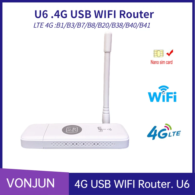 

U6 4G WiFi Dongle UFI CRC9 External Antenna 150M USB LTE Mobile Hotspot Portable Sim Card Router