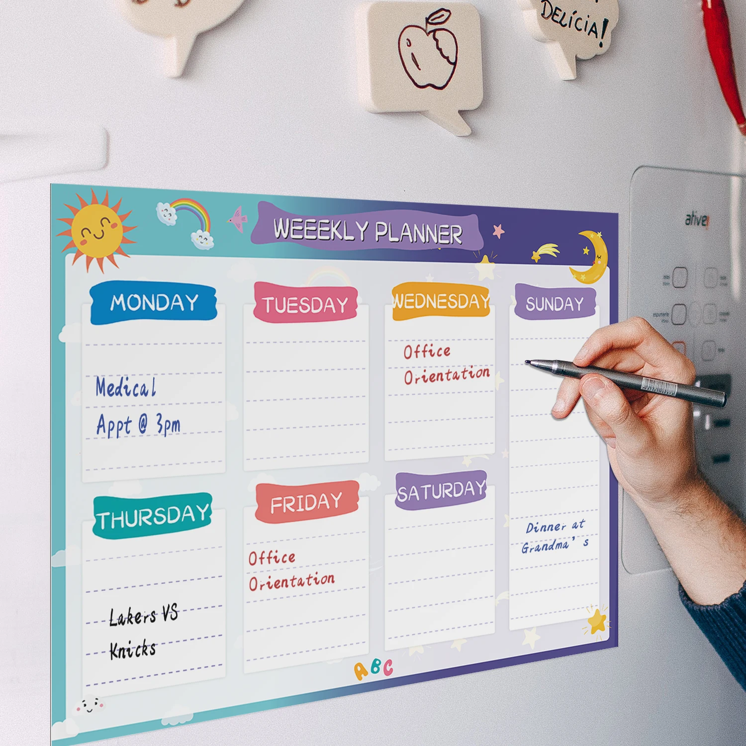 Kids Magnetic Soft Whiteboard Fridge Magnet Stickers Erase Calendar Writing Teaching Week Planner White Drawing Board A3 Size 
Kids Magnetic Soft Whiteboard Fridge Magnet Stickers Erase Calendar Writing Teaching Week Planner White Drawing Board A3 Size