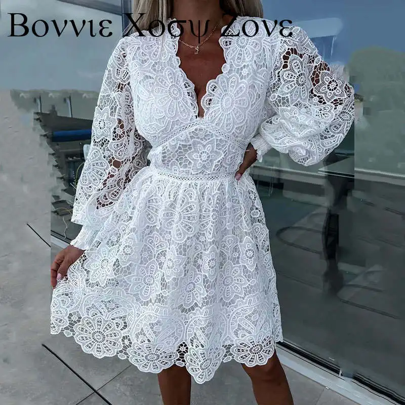 Summer Women Lace Dress Casual V-Neck Wide Swing Elegant Solid Dress Fashion Sexy Solid Color Mesh Splicing Slimming Party Dress
Summer Women Lace Dress Casual V-Neck Wide Swing Elegant Solid Dress Fashion Sexy Solid Color Mesh Splicing Slimming Party Dress