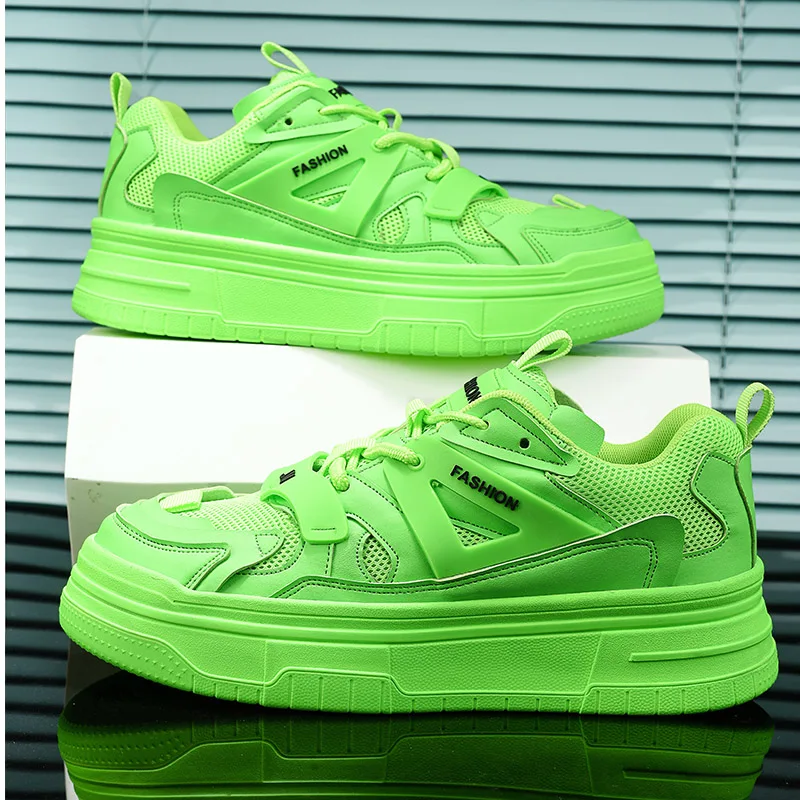 

Green Platform Street Sneakers For Men Breathable Trendy Designer Skateboarding Shoes Man Fashion Casual Original Men's Sneakers