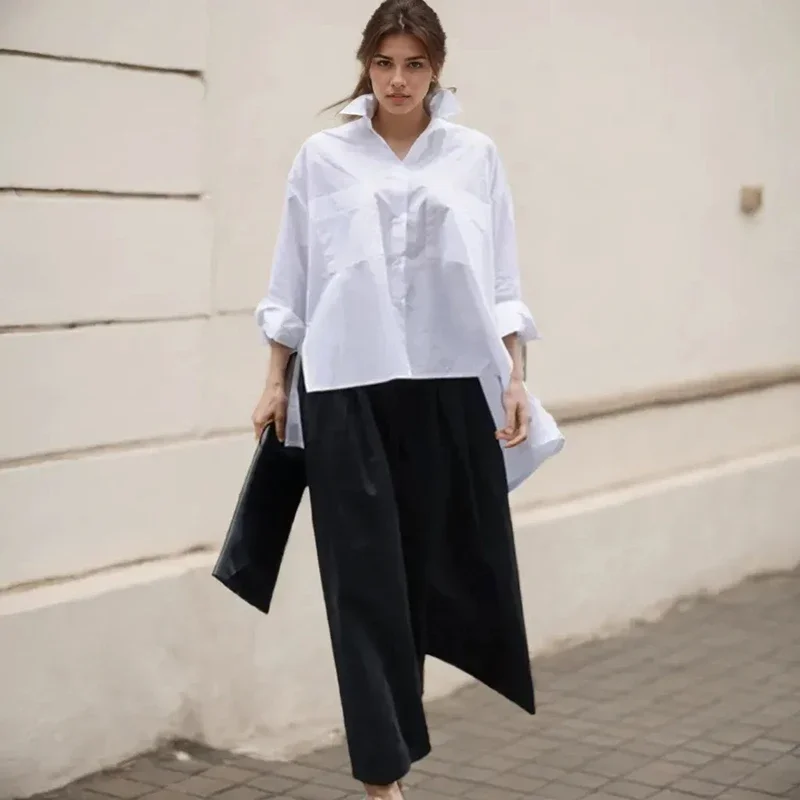 جديد إمرأة تي شيرت عادية غير النظامية فضفاض عباءة نوع قمصان بيضاء سيدة الموضة التلبيب الخفافيش كم واحدة الصدر بلون القمم جديد إمرأة تي شيرت عادية غير النظامية فضفاض عباءة نوع قمصان بيضاء سيدة الموضة التلبيب الخفافيش كم واحدة الصدر بلون القمم