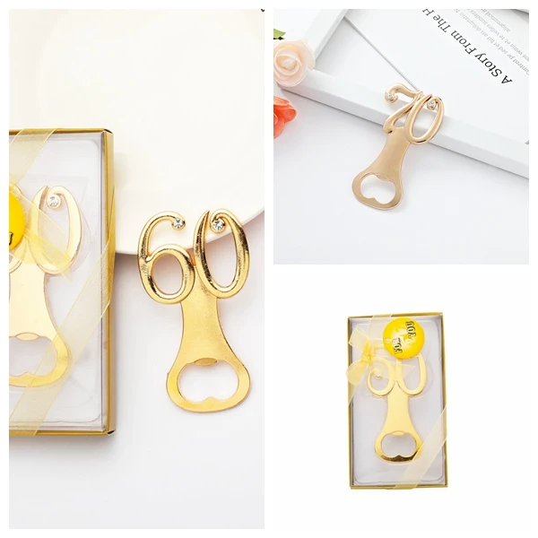 

20Pcs/lot Gold digits Bottle openers for 50th Wedding anniversary gifts and 30th Birthday Party favors 70th Bottle openers