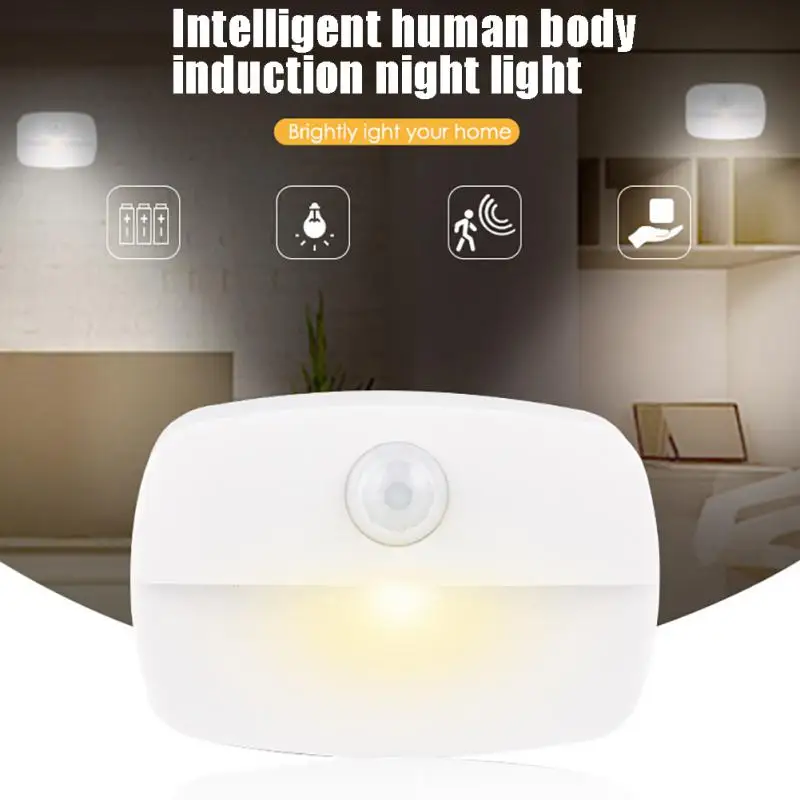 

Motion Sensor Night Light Human Infrared Activated Movement Detect Wall Emergency Lamp Hallway Bedroom Closet Stair Lamps